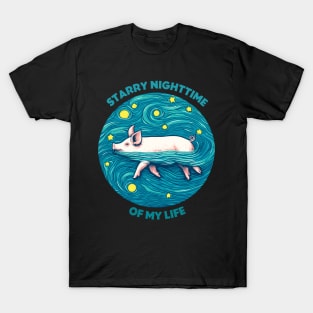 Starry Nighttime of My Life | Van Gogh Pig of the Bahamas Floating in the Sea | Piglet | Travel | Animal | Cruise | Vacation | Beach T-Shirt